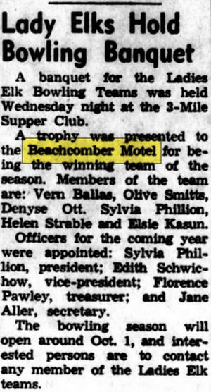 Beachcomber Motel - Apr 1968 Motel Bowling Team Wins Trophy